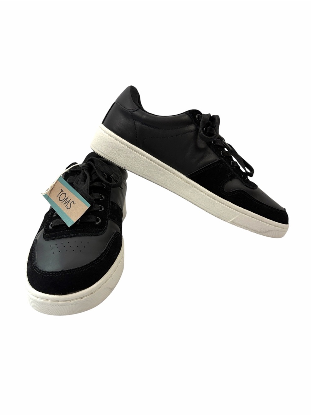 TOMS TRVL LITE Court Black Leather Suede Sneakers Men’s Size 8 NWOB
